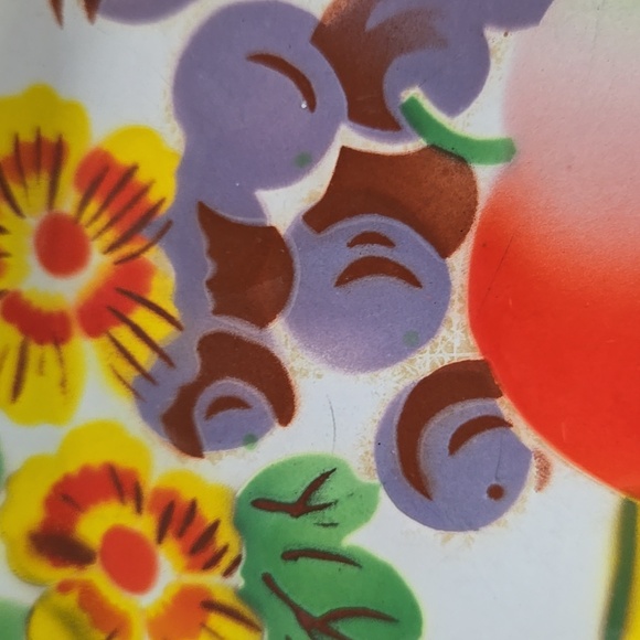 1950s Enamel Fruit Bowl Kitchen Decor Floral 50s Lucky Elephant - Picture 3 of 12